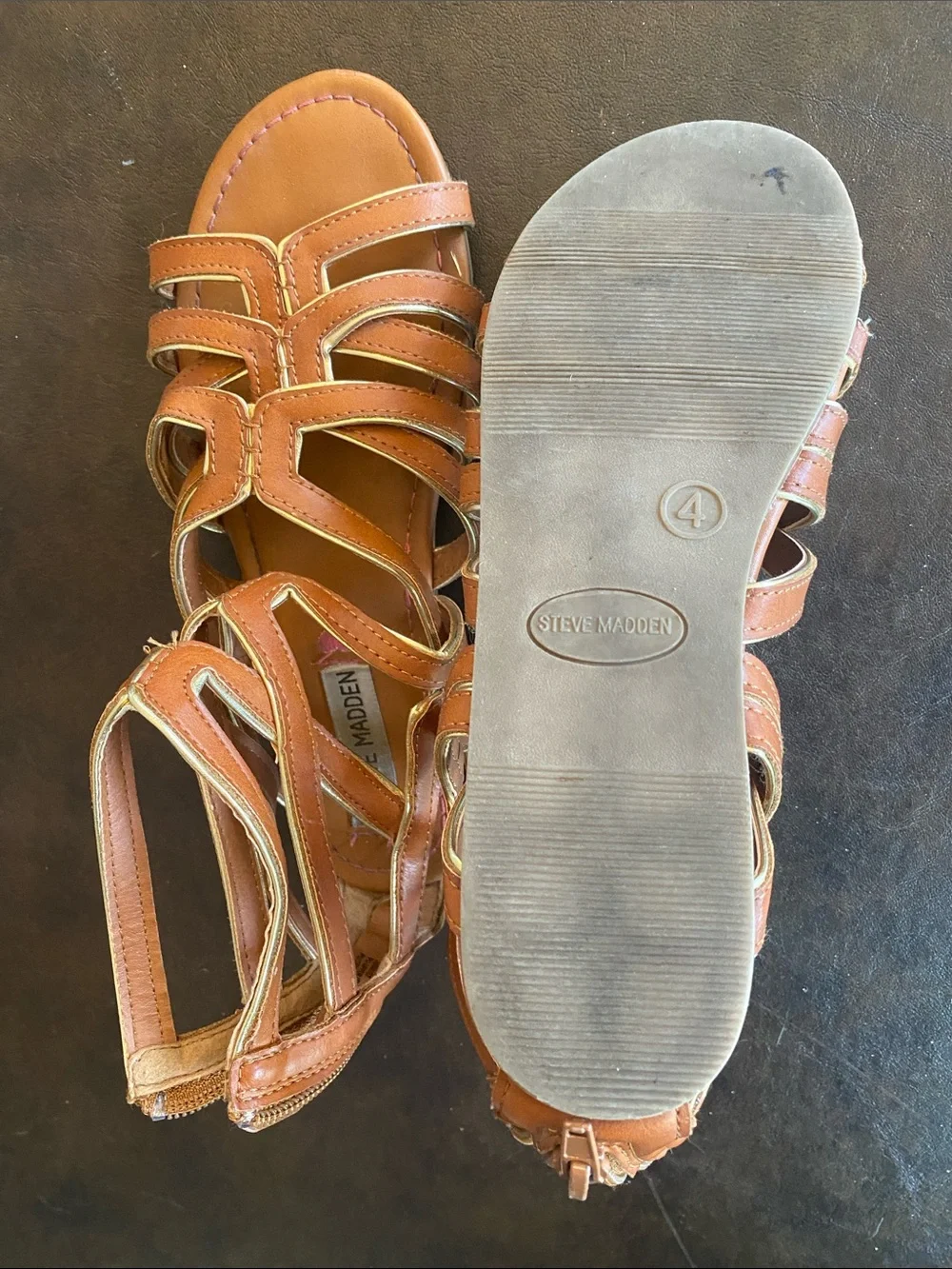 art class Metallic Gold Girls' Buckle-Strap Slide Sandals